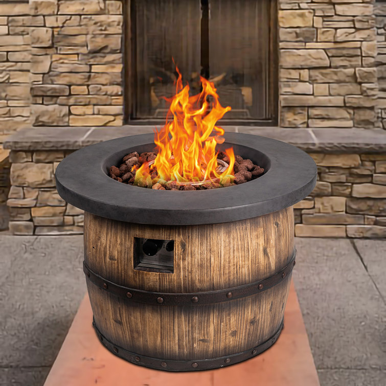 Loon Peak® Outdoor Garden Wine Barrel Propane Fire Pit Table. Wayfair.ca